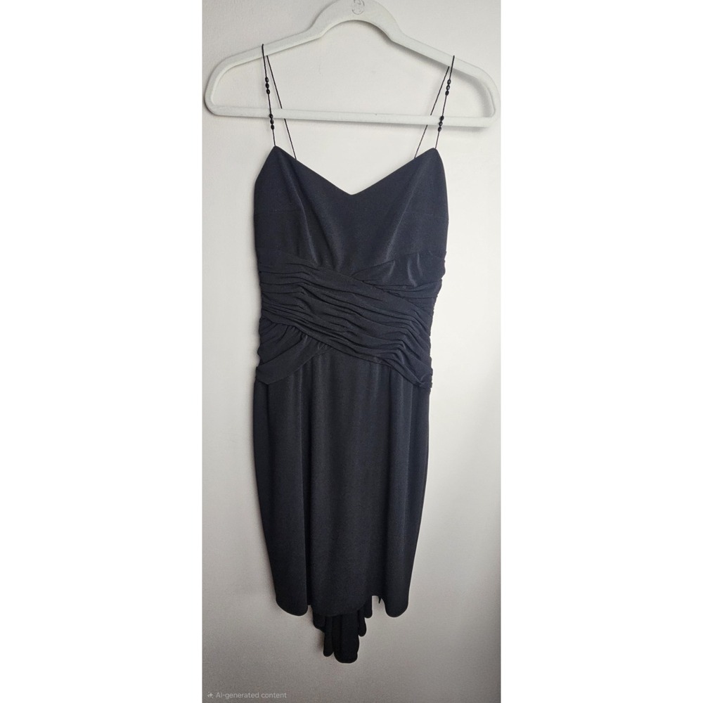 NWT Laundy By Shelli Segal Evening Collection Size 2P Black Dress Beaded‎ Straps